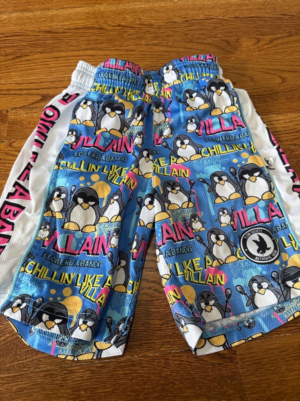 flow society- Blue Penguin lax Print Kids' Shorts - Villain Graphic